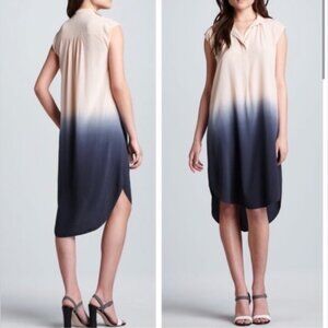 Rebecca Taylor Cream/Blue Dip Dyed Ombre Silk Shift Dress in Women's 10